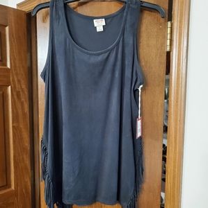 Faux Suede Target Mossimo Fringe Tank Top L NWT